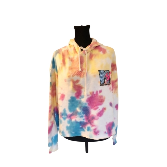 MTV Sweaters - MTV Tie-Dye Hoodie Sweater in Yellow, Pink, Blue